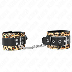 retenue-poignet en cuir vrai léopard réglable 18-29 cm x 5,5 cm