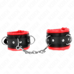 appui-poignets lourds doublés de fourrure rouge ajustables 20-30 cm x 6 cm