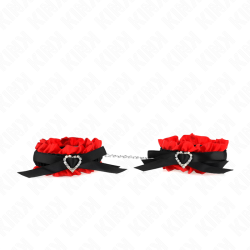 attentes-poignets élastiques en dentelle détails coeur rouge réglables 22-35 cm