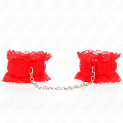 attentes-poignets élastiques en dentelle rouge