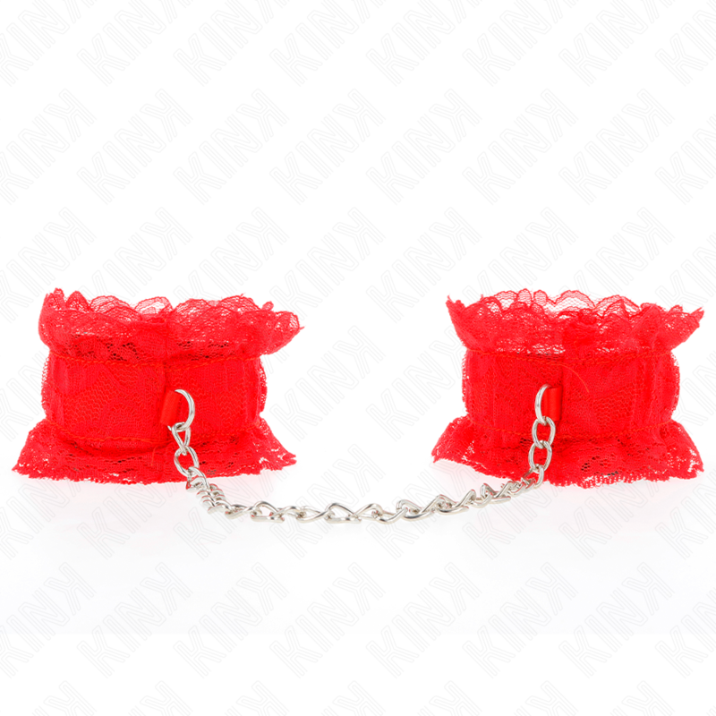 attentes-poignets élastiques en dentelle rouge