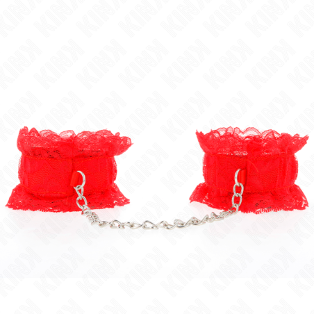 attentes-poignets élastiques en dentelle rouge