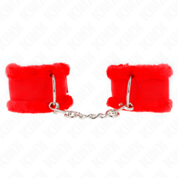 appui-poignets doublés de fourrure rouge ajustable 17-31 cm x 7 cm