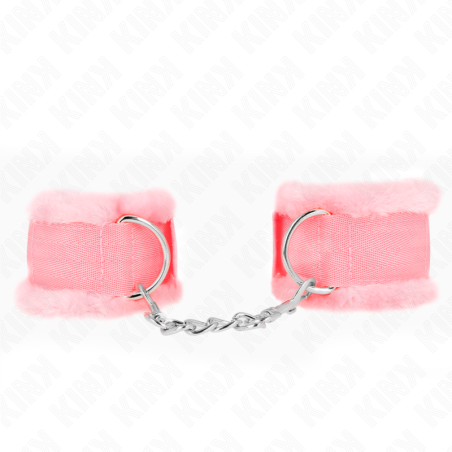 appui-poignets doublés de fourrure rose réglable 17-31 cm x 7 cm