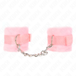 manchettes débutant en fourrure rose 30 x 7 cm