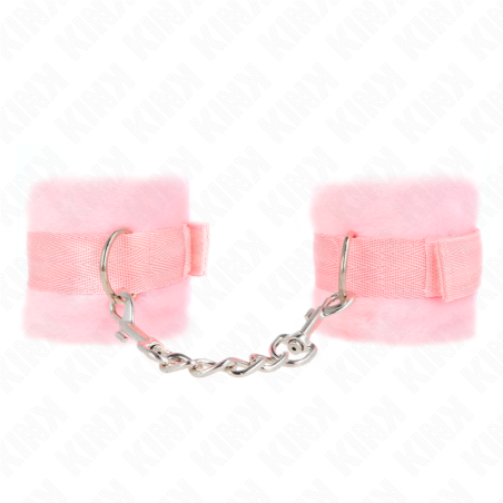 manchettes débutant en fourrure rose 30 x 7 cm