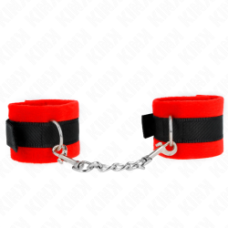 manchettes débutant en fourrure noir-rouge 30 x 7 cm