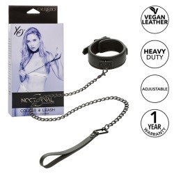 nocturnal collier et laisse en cuir réglable noir