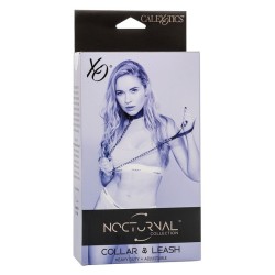 nocturnal collier et laisse en cuir réglable noir