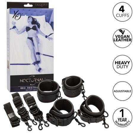 nocturnal ceinture de lit réglable en cuir noir
