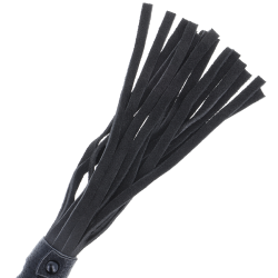 fouet de bondage noir avec manche en cuir