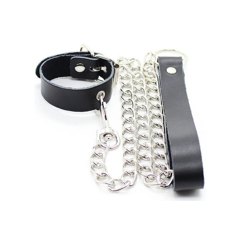 collier pénis et bracelet en cuir avec chaîne métallique collier pénis et bracelet en cuir avec chaîne métallique
