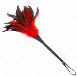 plumes de poulet tickle en forme de corne rouge 36 cm