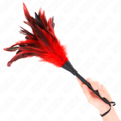 plumes de poulet tickle en forme de corne rouge 36 cm