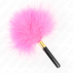 plumes tickle en métal doré fuchsia 18 cm