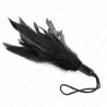 plumes chacouillées avec manche corde base plastique 15 cm