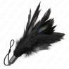 plumes chacouillées avec manche corde base plastique 15 cm