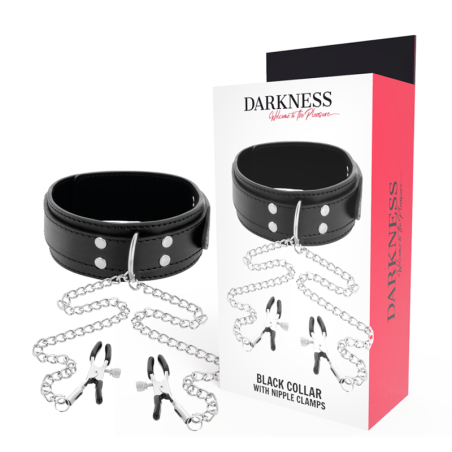 collier avec pinces  nipple noir