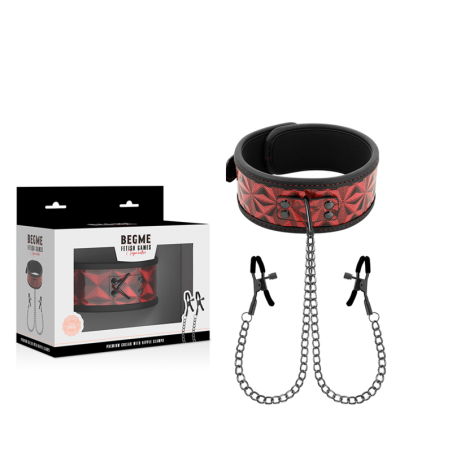 collier édition rouge avec pinces  télémon avec doublure en néoprène