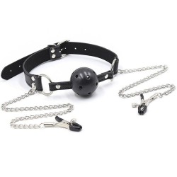 ball gag avec évents et pinces  télénols