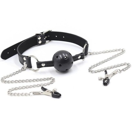 ball gag avec évents et pinces  télénols