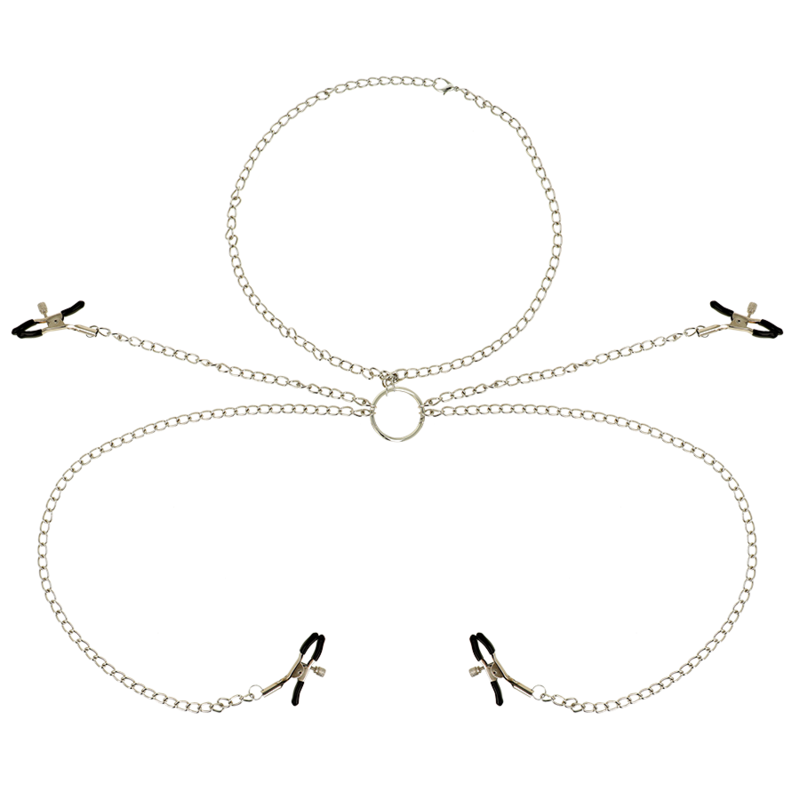 ohmama fetish 4 pinces à tétons avec collier chaîne ohmama fetish 4 pinces à tétons avec collier chaîne