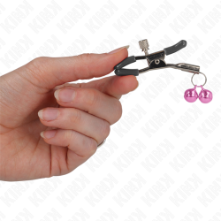 pince à meton double cloche rose 6 cm