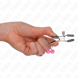 pince à meton double cloche rose 6 cm