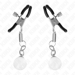pinces à meton billes de verre argent 6 cm