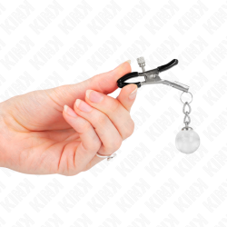 pinces à meton billes de verre argent 6 cm