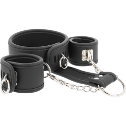 collier et menottes en cuir végan avec doublure en noprène