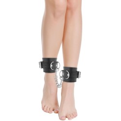 menottes de cheville ajustables en cuir noir