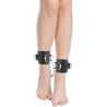 menottes de cheville ajustables en cuir noir
