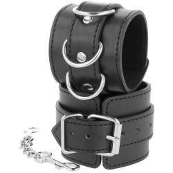 menottes de cheville ajustables en cuir noir