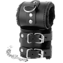 menottes ajustables en cuir noir avec doublure