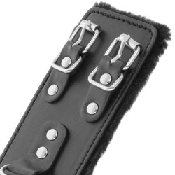 menottes ajustables en cuir noir avec doublure