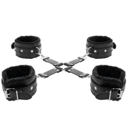 menottes en cuir pour pieds et mains noir