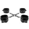 menottes en cuir pour pieds et mains noir