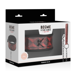 collier en cuir végan premium édition rouge avec doublure en néoprène