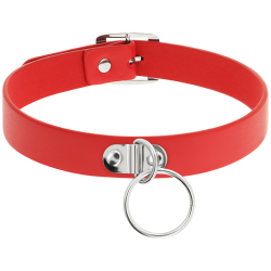 collier cuir vegan rouge femme accessoire fétiche