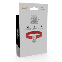 collier en cuir vegan rouge avec accessoire coeur avec cl?