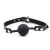 bâillon balle en silicone avec ceinture en cuir (cadenas inclus)
