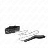 collier en cuir pvc avec ceinture 105 cm rivet strass 41,5 x 4 cm