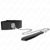 collier avec ceinture 65 cm avec large bracelet noir ajustable 33,5-41 cm x 5 cm