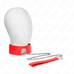 collier avec ceinture 65 cm avec large bracelet rouge ajustable 33,5-41 cm x 5 cm