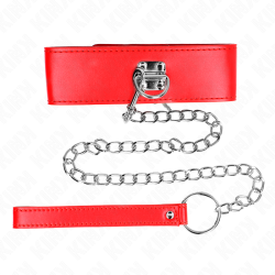 collier avec ceinture 65 cm avec large bracelet rouge ajustable 33,5-41 cm x 5 cm