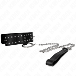 collier avec laisse 65 cm avec clous argentés modèle 1 ajustable 36-43 cm x 5 cm