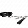 collier avec laisse 65 cm avec clous argentés modèle 1 ajustable 36-43 cm x 5 cm