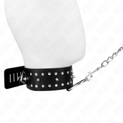 collier avec laisse 65 cm avec clous argentés modèle 1 ajustable 36-43 cm x 5 cm