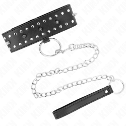 collier avec laisse 65 cm avec clous argentés modèle 1 ajustable 36-43 cm x 5 cm